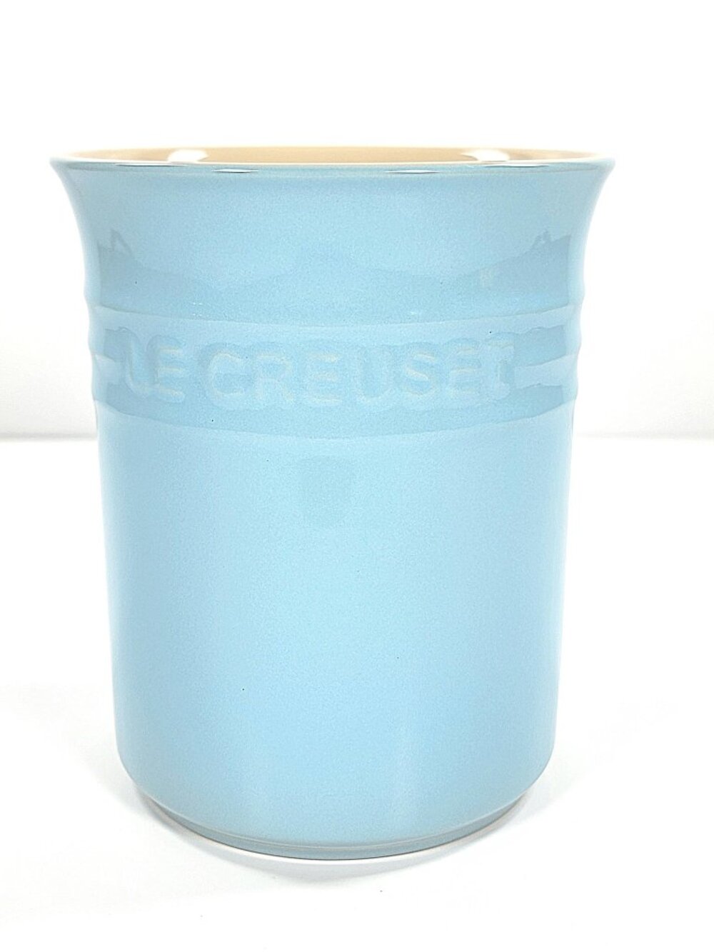 LE CREUSET Glazed Stoneware Utensil Crock 1.0 Liter Color Sky Blue NWT